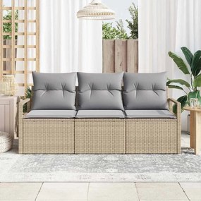 vidaXL Σετ Καναπέ Κήπου με μαξιλάρι 3 pcs Μπεζ, Ανοιχτό Γκρι