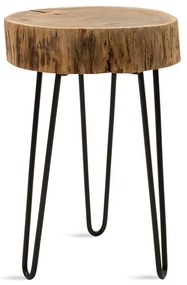 113-000010 Βοηθητικό τραπέζι σαλονιού Tripp pakoworld μασίφ ξύλο 6,5-7εκ καρυδί-πόδι μαύρο 32x30x47εκ 6.5-7CM SOLID WOOD - METAL WALNUT- BLACK, 1 Τεμάχιο