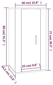 Έπιπλο Τηλεόρασης Επιτοίχιο Καφέ Δρυς 40x34,5x80 εκ. - Καφέ