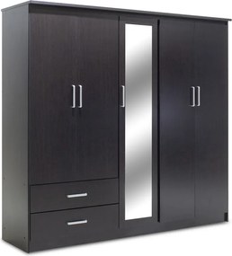 Ντουλάπα ρούχων πεντάφυλλη OLYMPUS pakoworld χρώμα wenge 198x57x183εκ