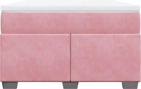 vidaXL Κρεβάτι Boxspring με Στρώμα Ροζ 120x190 εκ. Βελούδινο