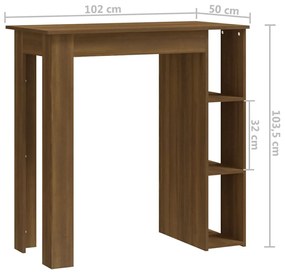 Τραπέζι Κονσόλα με Ράφι Καφέ Δρυς 102x50x103,5εκ. Επεξεργ. Ξύλο - Καφέ