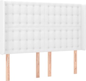 vidaXL Κεφαλάρι με Πτερύγια Λευκό 147x16x118/128 εκ. Συνθ. Δέρμα