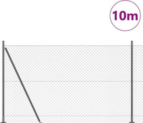 vidaXL Φράκτης από αλυσίδα με τσιμεντένια βάση 10 x 1,6 m Γκρι Δίχτυ