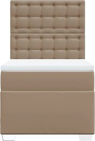 vidaXL Κρεβάτι Boxspring με Στρώμα Καπουτσίνο 90x200εκ.από Συνθ. Δέρμα