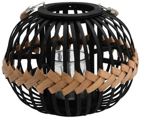 Φανάρι Ψάθινο Umeko 726-124-006 30x23cm Natural-Black Mat