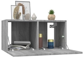 vidaXL Έπιπλα Τηλεόρασης Κρεμαστά 2 τεμ. Γκρι 60x30x30 εκ. Επεξ. Ξύλο