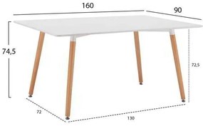 ΤΡΑΠΕΖΙ HM8697.01 MINIMAL, ΛΕΥΚΟ MDF, ΞΥΛΙΝΑ ΠΟΔΙΑ ΟΞΙΑ,160Χ90X74,5Υ εκ