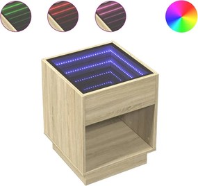 vidaXL Κομοδίνο Άπειρο Φως LED Sonoma Δρυς 40x40x50 εκ.