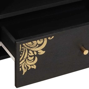 vidaXL Ντουλάπι TV με συρτάρι Μαύρο 80 x 33 x 46 εκ Στερεό ξύλο μάνγκο