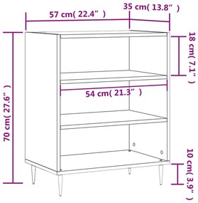 Ραφιέρα Λευκή 57 x 35 x 70 εκ. από Επεξεργασμένο Ξύλο - Λευκό