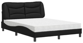Κρεβάτι με Στρώμα Μαύρο 120 x 200 εκ. Συνθετικό Δέρμα - Μαύρο