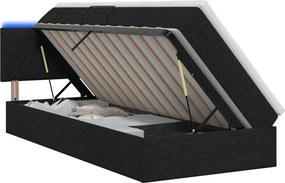 vidaXL LED Κρεβάτι αποθήκευσης με στρώμα Μαύρο 100 x 200 cm Ύφασμα