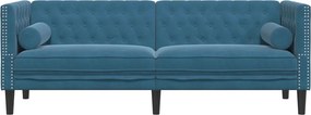 vidaXL Καναπές Διθέσιος Chesterfield με Στηρίγματα Μπλε Βελούδο