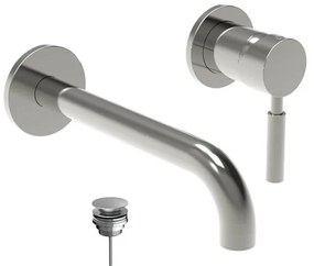 La Torre New Tech Inox Μπαταρία Νιπτήρος Εντοιχισμού 2 Οπών+Βαλβίδα clic-clac 12208-110 R0338-110