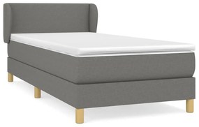 Κρεβάτι Boxspring με Στρώμα Σκούρο Γκρι 90x190 εκ. Υφασμάτινο - Γκρι