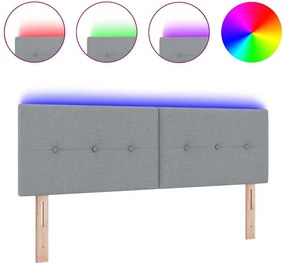 vidaXL LED κεφαλάρι με LED ταινίες φωτός Ανοιχτό γκρι 160 cm ύφασμα