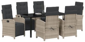 vidaXL Σέτ φαγητού για κήπο 7 pcs Ανοιχτό γκρι συνθετικό ρατάν