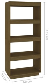 vidaXL Βιβλιοθήκη/Διαχωριστικό Χώρου Μελί 60x35x135 εκ. Μασίφ Πεύκο