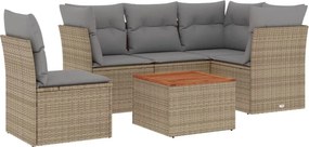 vidaXL Patio Sofa Set 5-θέσια Mix Beige and Grey