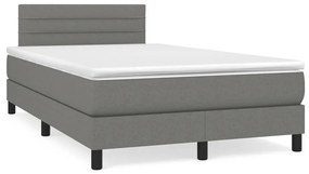 Κρεβάτι Boxspring με Στρώμα &amp; LED Σκ.Γκρι 120x190εκ. Υφασμάτινο