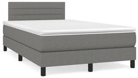 Κρεβάτι Boxspring με Στρώμα & LED Σκ.Γκρι 120x190εκ. Υφασμάτινο