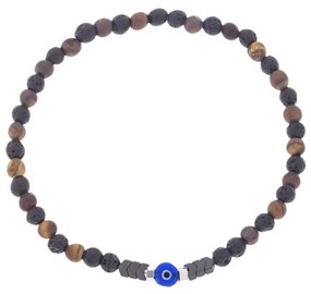 Βραχιόλι Unisex Senza Hematite &amp; Tiger eye Stones with Lava