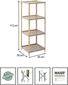 Ραφιέρα δαπέδου πλαστική - ξύλινη χρώμα φυσικό - μπεζ 45x38x112εκ.