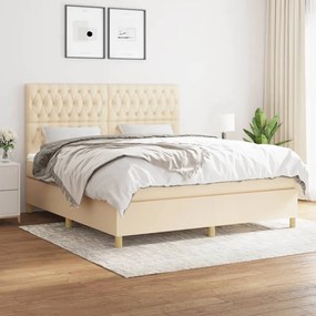 Κρεβάτι Boxspring με Στρώμα Κρεμ 180x200 εκ. Υφασμάτινο