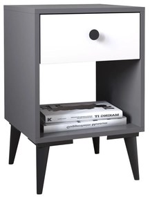 Κομοδίνο ArteLibre AMARI Ανθρακί/Λευκό Μοριοσανίδα 43x43x67.5cm-14870059