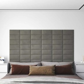 vidaXL Πάνελ Τοίχου 12 τεμ. Ανοιχτό Γκρι 30x15 εκ. 0,54 μ² Βελούδινα