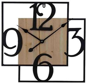 Ρολόι Τοίχου 125-222-341 50x5x50cm Natural-Black Μέταλλο,Ξύλο