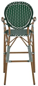 Σκαμπό Μπαρ C5794.01 Αλουμινίου Bamboo Look με Wicker Πράσινο - Λευκό 56x60x126 εκ. 56x60x126 εκ.