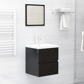 vidaXL Ντουλάπι Νιπτήρα Γυαλ. Μαύρο 41x38,5x45 εκ. Επεξεργασμένο Ξύλο