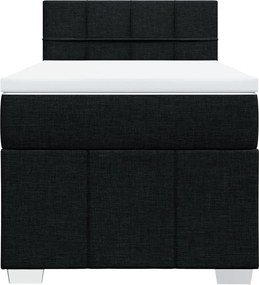 vidaXL Κρεβάτι Boxspring με Στρώμα Μαύρο 90x190 εκ.Υφασμάτινο