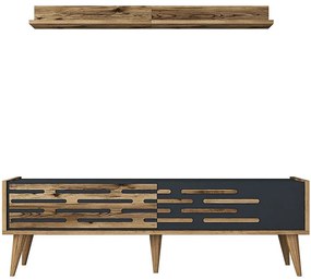 Σύνθεση Τηλεόρασης Valensiya 845HCT5384 140x45x35cm Walnut-Anthracite