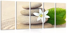 Εικόνα 5 μερών λουλούδι και πέτρες στην άμμο - 200x100
