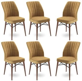 Καρέκλα Flex Babyface (Σετ 6Τμχ) 240CHR1447 45x42x93cm Cappuccino-Brown Μέταλλο,Ύφασμα