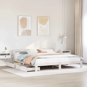 vidaXL Σκελετός Κρεβ. Χωρίς Στρώμα Λευκό 180x200 εκ Μασίφ Πεύκο