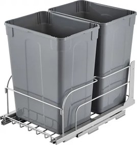 VEVOR Double Pullout Waste Container Kitchen Trash Can Soft Close Grey 35QTx2