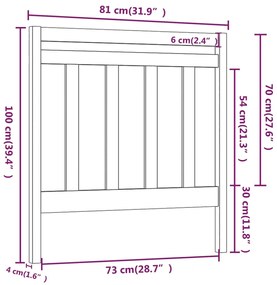 vidaXL Κεφαλάρι Κρεβατιού Γκρι 81 x 4 x 100 εκ. από Μασίφ Ξύλο Πεύκου