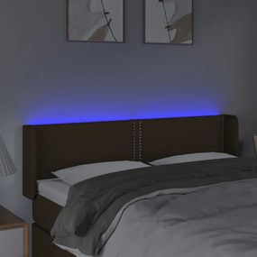vidaXL Κεφαλάρι Κρεβατιού LED Σκούρο Καφέ 147x16x78/88 εκ. Υφασμάτινο