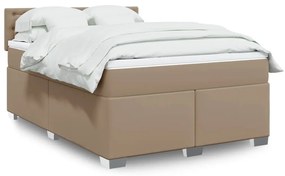 Κρεβάτι Boxspring με Στρώμα Καπουτσίνο 160x200εκ.από Συνθ.Δέρμα - Καφέ