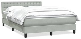 Κρεβάτι Boxspring με Στρώμα Ανοιχτό Γκρι 160x210 εκ. Βελούδινο - Γκρι