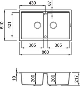 Elleci Best 450 - Νεροχύτης Κουζίνας Γρανίτη 86x51 - K96 Kera