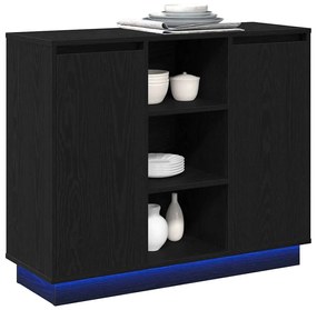 vidaXL Κομοδίνο με ράφι Μαύρη Οξυά 90 x 32 x 75 εκ Επεξεργασμένο ξύλο