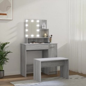 vidaXL Μπουντουάρ Σετ με LED Γκρι Sonoma από Επεξεργασμένο Ξύλο