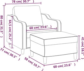 vidaXL Πολυθρόνα Taupe 60 εκ. από Υφασμάτινη με Υποπόδιο