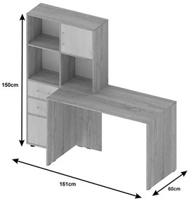 Γραφείο με βιβλιοθήκη Scarlet sonoma - λευκό 161x60x150 εκ. 161x60x150 εκ.