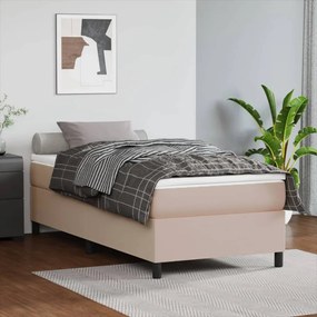 Κρεβάτι Boxspring με Στρώμα Καπουτσίνο 80x200 εκ. Συνθ. Δέρμα - Καφέ